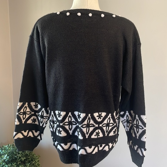 VINTAGE Jantzen woman’s embroidered knit sweater cardigan popcorn accent XL - Picture 2 of 12
